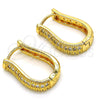 Oro Laminado Huggie Hoop, Gold Filled Style with White Cubic Zirconia, Polished, Golden Finish, 02.287.0004.15