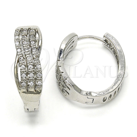 Rhodium Gold Filled Huggie Hoop, with White Micro Pave, Polished, Rhodium Finish, 02.267.0039.20
