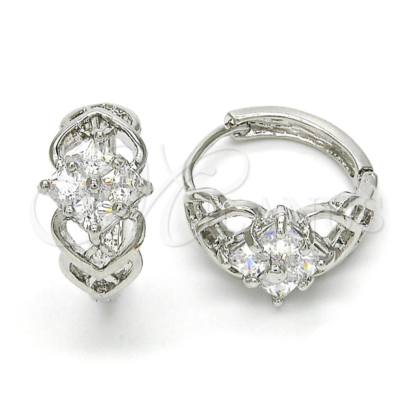 Gold Filled Hoop Earrings — Huggie Hoop with White Cubic Zirconia Polished 02. — main product view — SKU 118328 | Oro Laminado aretes de aro — Huggie Hoop with blanco Cubic Zirconia pulido 02. — SKU 118328