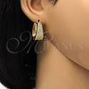 Oro Laminado Huggie Hoop, Gold Filled Style with White Cubic Zirconia, Polished, Golden Finish, 02.287.0011.15