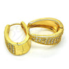 Oro Laminado Huggie Hoop, Gold Filled Style with White Cubic Zirconia, Polished, Golden Finish, 02.287.0011.15