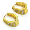 Oro Laminado Huggie Hoop, Gold Filled Style with White Cubic Zirconia, Polished, Golden Finish, 02.287.0011.15