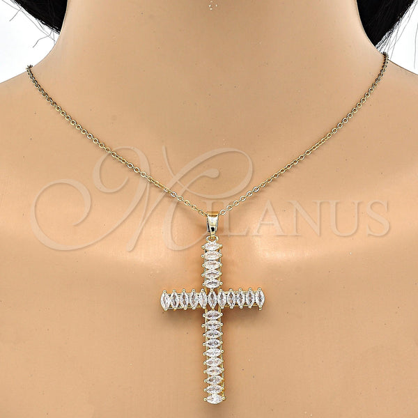 Gold Filled Pendant — Religious Pendant Cross Design with White Cubic Zirconia — alternate product view — SKU 118334 | Oro Laminado dije — Religious Pendant cruz diseño with blanco Cubic Zirconia — SKU 118334