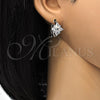 Rhodium Gold Filled Huggie Hoop, Star Design, with White Cubic Zirconia, Polished, Rhodium Finish, 02.267.0044.20