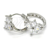 Rhodium Gold Filled Huggie Hoop, Star Design, with White Cubic Zirconia, Polished, Rhodium Finish, 02.267.0044.20