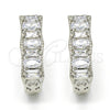 Rhodium Gold Filled Huggie Hoop, Baguette Design, with White Cubic Zirconia, Polished, Rhodium Finish, 02.267.0008.4.15
