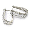 Rhodium Gold Filled Huggie Hoop, Baguette Design, with White Cubic Zirconia, Polished, Rhodium Finish, 02.267.0008.4.15