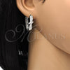 Rhodium Gold Filled Huggie Hoop, Bow Design, with White Cubic Zirconia, Polished, Rhodium Finish, 02.267.0046.15