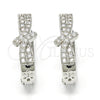 Rhodium Gold Filled Huggie Hoop, Bow Design, with White Cubic Zirconia, Polished, Rhodium Finish, 02.267.0046.15
