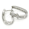Rhodium Gold Filled Huggie Hoop, Bow Design, with White Cubic Zirconia, Polished, Rhodium Finish, 02.267.0046.15