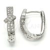 Rhodium Gold Filled Huggie Hoop, Bow Design, with White Cubic Zirconia, Polished, Rhodium Finish, 02.267.0046.15