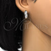 Rhodium Gold Filled Huggie Hoop, with White Cubic Zirconia, Polished, Rhodium Finish, 02.267.0054.15