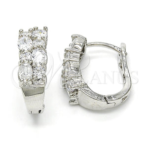 White Gold Filled Hoop Earrings — Huggie Hoop with White Cubic Zirconia Polished 02. — main product view — SKU 118362 | Oro Laminado Blanco aretes de aro — Huggie Hoop with blanco Cubic Zirconia pulido 02. — SKU 118362