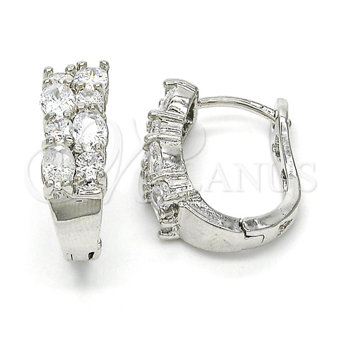 Rhodium Gold Filled Huggie Hoop, with White Cubic Zirconia, Polished, Rhodium Finish, 02.267.0054.15