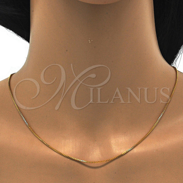 Gold Filled Necklace — Basic Necklace Box Design Polished 04. 01 MM — alternate product view — SKU 118379 | Oro Laminado collar — básico Necklace Box diseño pulido 04. 01 MM — SKU 118379