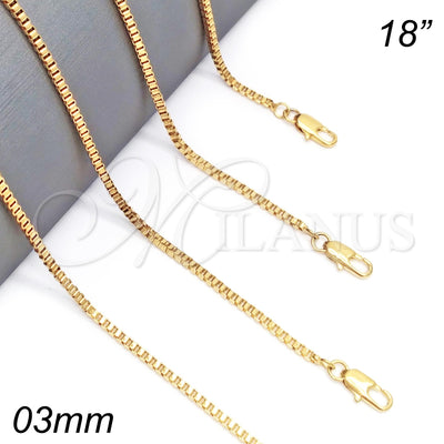 Oro Laminado Basic Necklace, Gold Filled Style Box Design, Polished, Golden Finish, 04.317.0004.18 (03 MM for wholesale, main product view
