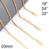 Oro Laminado Basic Necklace, Gold Filled Style Box Design, Polished, Golden Finish, 04.317.0004.32 (03 MM Thickness, 32 Inches Length)