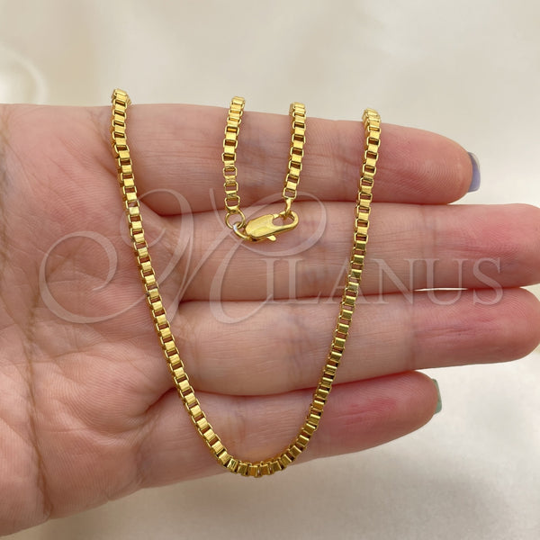 Gold Filled Necklace — Basic Necklace Box Design Polished 04. 03 MM — alternate product view — SKU 118393 | Oro Laminado collar — básico Necklace Box diseño pulido 04. 03 MM — SKU 118393