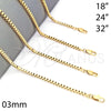 Oro Laminado Basic Necklace, Gold Filled Style Box Design, Polished, Golden Finish, 04.317.0005.32 (03 MM Thickness, 32 Inches Length)