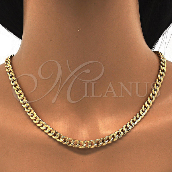 Gold Filled Necklace — Basic Necklace Pave Cuban Design Polished 04. Gauge — alternate product view — SKU 118407 | Oro Laminado collar — básico Necklace Pave Cuban diseño pulido 04. Gauge — SKU 118407