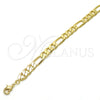 Oro Laminado Basic Anklet, Gold Filled Style Figaro Design, Polished, Golden Finish, 04.213.0101.10 (160 Gauge, 06 MM Thickness, 10 Inches Length)