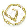 Oro Laminado Basic Anklet, Gold Filled Style Figaro Design, Polished, Golden Finish, 04.213.0101.10 (160 Gauge, 06 MM Thickness, 10 Inches Length)