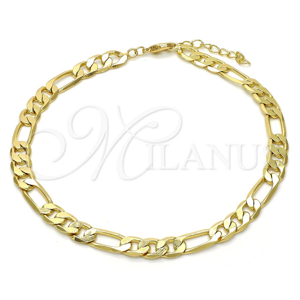 Gold Filled Anklet — Basic Anklet Figaro Design Polished 04. Gauge 06 — main product view — SKU 118415 | Oro Laminado tobillera — básico Anklet Figaro diseño pulido 04. Gauge 06 — SKU 118415