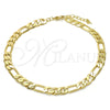 Oro Laminado Basic Anklet, Gold Filled Style Figaro Design, Polished, Golden Finish, 04.213.0101.10 (160 Gauge, 06 MM Thickness, 10 Inches Length)