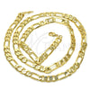 Oro Laminado Basic Necklace, Gold Filled Style Figaro Design, Polished, Golden Finish, 04.213.0101.24 (160 Gauge, 06 MM Thickness, 24 Inches Length)