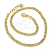 Oro Laminado Basic Anklet, Gold Filled Style Miami Cuban Design, Polished, Golden Finish, 04.213.0095.10 (Thickness, 10 Inches Length)