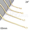 Oro Laminado Basic Necklace, Gold Filled Style Polished, Golden Finish, 04.213.0098.24 (03 MM Thickness, 24 for wholesale, additional product view 7