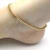 Oro Laminado Basic Anklet, Gold Filled Style Miami Cuban Design, Polished, Golden Finish, 04.213.0099.10 (140 Gauge, 05 MM Thickness, 10 Inches Length)