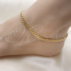 Oro Laminado Basic Anklet, Gold Filled Style Miami Cuban Design, Polished, Golden Finish, 04.213.0099.10 (140 Gauge, 05 MM Thickness, 10 Inches Length)