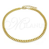 Oro Laminado Basic Anklet, Gold Filled Style Miami Cuban Design, Polished, Golden Finish, 04.213.0099.10 (140 Gauge, 05 MM Thickness, 10 Inches Length)