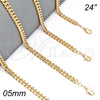 Oro Laminado Basic Necklace, Gold Filled Style Miami Cuban Design, Polished, Golden Finish, 04.213.0099.24 (140 Gauge, 05 MM Thickness, 24 Inches Length)