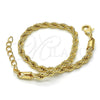 Oro Laminado Basic Bracelet, Gold Filled Style Rope Design, Polished, Golden Finish, 04.213.0102.08 (04 MM Thickness, 8 Inches Length)
