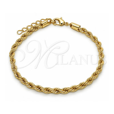 Oro Laminado Basic Bracelet, Gold Filled Style Rope Design, Polished, Golden Finish, 04.213.0102.08 (04 MM Thickness, 8 Inches Length)