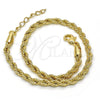 Oro Laminado Basic Anklet, Gold Filled Style Rope Design, Polished, Golden Finish, 5.222.034.10 (04 MM Thickness, 10 Inches Length)