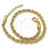 Oro Laminado Basic Anklet, Gold Filled Style Rope Design, Polished, Golden Finish, 5.222.034.10 (04 MM Thickness, 10 Inches Length)