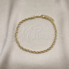 Oro Laminado Basic Anklet, Gold Filled Style Rope Design, Polished, Golden Finish, 5.222.034.10 (04 MM Thickness, 10 Inches Length)