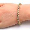 Oro Laminado Basic Bracelet, Gold Filled Style Rope Design, Polished, Golden Finish, 04.213.0103.08 (05 MM Thickness, 8 Inches Length)