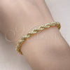 Oro Laminado Basic Bracelet, Gold Filled Style Rope Design, Polished, Golden Finish, 04.213.0103.08 (05 MM Thickness, 8 Inches Length)