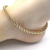 Oro Laminado Basic Anklet, Gold Filled Style Rope Design, Polished, Golden Finish, 04.213.0103.10 (05 MM Thickness, 10 Inches Length)