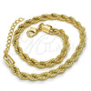Oro Laminado Basic Anklet, Gold Filled Style Rope Design, Polished, Golden Finish, 04.213.0103.10 (05 MM Thickness, 10 Inches Length)