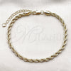 Oro Laminado Basic Anklet, Gold Filled Style Rope Design, Polished, Golden Finish, 04.213.0103.10 (05 MM Thickness, 10 Inches Length)