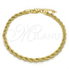 Oro Laminado Basic Anklet, Gold Filled Style Rope Design, Polished, Golden Finish, 04.213.0103.10 (05 MM Thickness, 10 Inches Length)