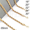 Oro Laminado Basic Necklace, Gold Filled Style Rope Design, Polished, Golden Finish, 04.213.0103.24 (05 MM Thickness, 24 Inches Length)