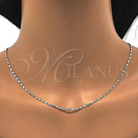 Rhodium Plated Basic Necklace, Polished, Rhodium Finish, 04.213.0004.1.20 (02 MM Thickness, 20 Inches Length)