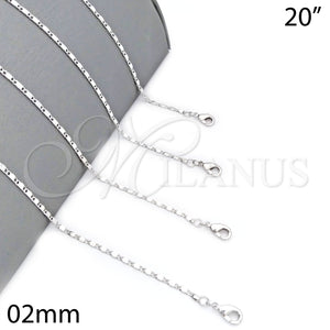 White Gold Filled Necklace — Basic Necklace Polished 04. 02 MM Thickness 20 — main product view — SKU 118436 | Oro Laminado Blanco collar — básico Necklace pulido 04. 02 MM Thickness 20 — SKU 118436