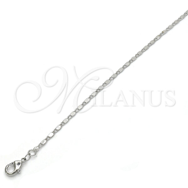Rhodium Plated Basic Necklace, Polished, Rhodium Finish, 04.213.0004.1.22 (02 MM Thickness, 22 Inches Length)